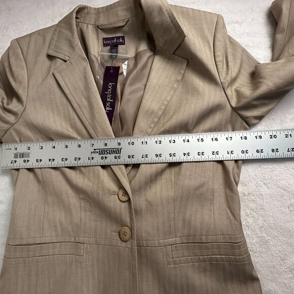 Long Tall Sally Womens Tan Herringbone Blazer Suit Jacket Size 6 Lined New $169 - Picture 6 of 7